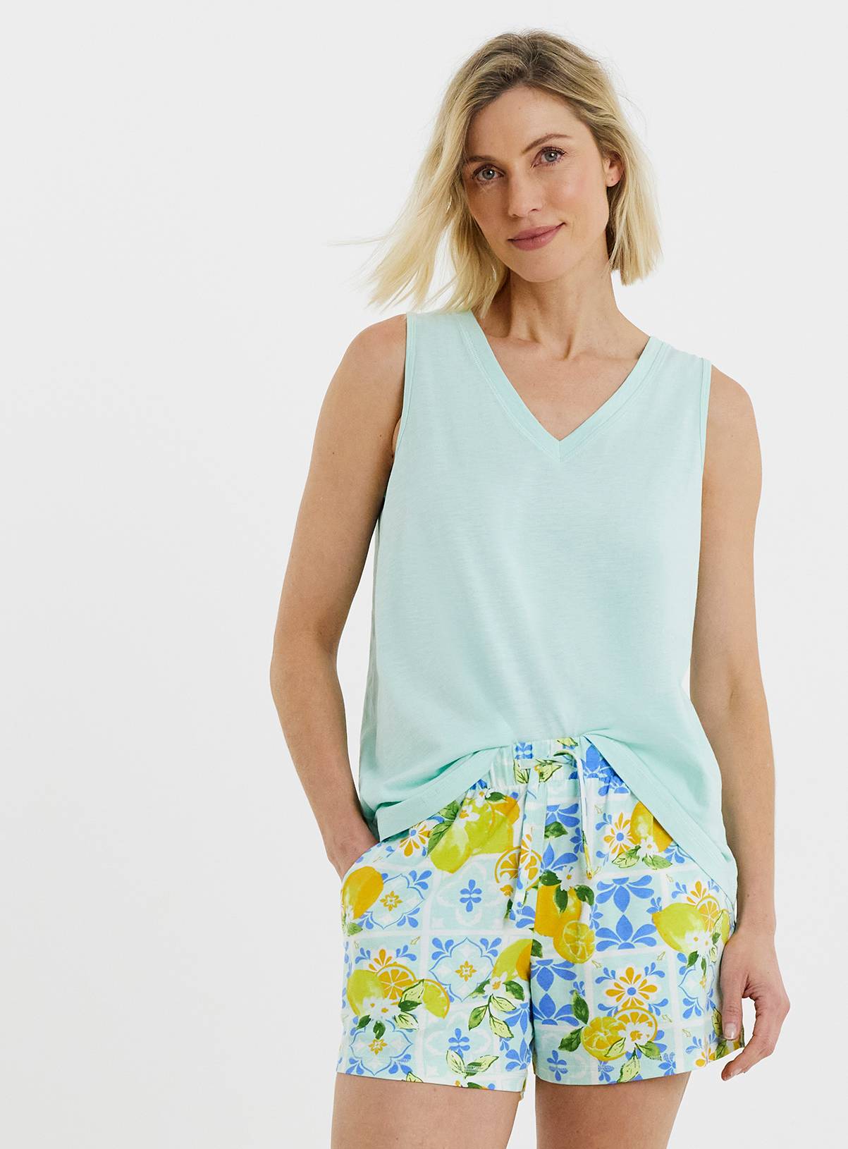 JD WILLIAMS Cotton Vest Summer Pyjama Short Set 32-34 - Image 1